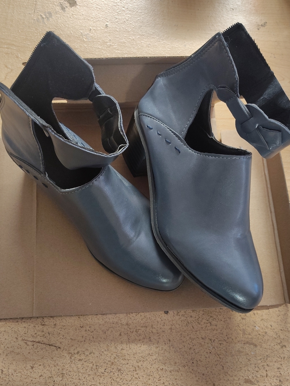 American Apparel Slate Gray Cutout Ankle Heels